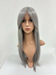 Wigs2you C-005 グレー シルバー コスプレウィッグ アニメ アイドル風 耐熱コスプレウィッグ★シンプルなロングスタイル