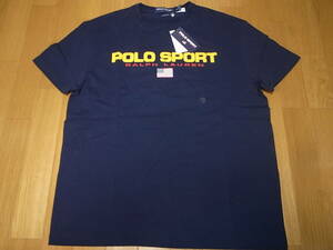 【送料無料 即決】POLO SPORT RALPH LAUREN 復刻 ポロスポーツ ラルフローレン LOGOロゴ USA アメリカ星条旗 TシャツTee ネイビー紺 M 新品