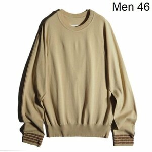 x4966P ▼Maison Margiela メゾンマルジェラ 14▼ 17SS 袖ライン ハイゲージ コットンニット ベージュ M マルタンマルジェラ 春～秋 rb mks