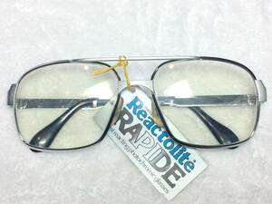 デッドストック ツーブリッジ 調光 サングラス Reactolite RAPIDE 銀 ビンテージ 未使用 太メタル フレーム 眼鏡 昭和 レトロ セミオート