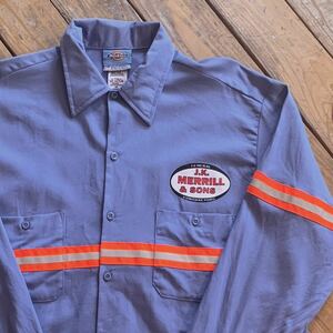 新品 ディッキーズ Dickies 長袖ワークシャツ メンズ L-TALLサイズ リフレクター付き 企業ロゴ オーバーサイズ タグ付き未使用品 T2407