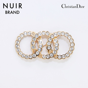 クリスチャンディオール Christian Dior ブローチ ラインストーン ゴールド