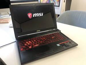 【中古品】MSI GL63 8RC　MS-16P6　英語キーボード、SSDなし、充電アダプタ有り