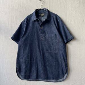 定価3万円 Nigel Cabourn コットンリネン デニム プルオーバー シャツ / 50 半袖 T4-05033-1869