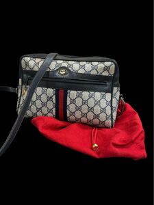 A10852 1円～良品 GUCCI オールドグッチ シェリーライン GG柄 ショルダーバッグ ゴールド金具 レザー PVC 保存袋付