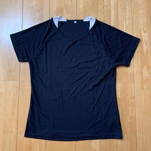 メーカー不明 DRY T-SHIRT レディース ドライTシャツ トップス ブラック サイズL ポリエステル100% 1回使用 美品 送料無料