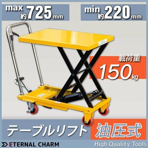 ■送料無料■ ハンドテーブルリフト 油圧式昇降台車 足踏式リフター 耐荷重150kg ★無段階調整可 ストッパー付き！【セール】