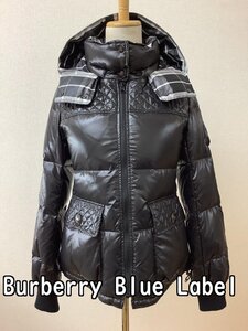 バーバリー ブルーレーベル (Burberry Blue Label) ダウン80%ジャケット リバーシブル すみ黒×グレーチェック サイズ38