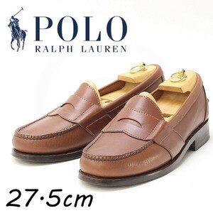 ◆POLO RALPH LAUREN ポロ ラルフローレン レザー コイン ローファー シューズ 茶色 ブラウン 9.5