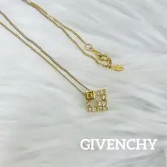 美品 GIVENCHY ジバンシー ゴールド ネックレス ストーン Gロゴ