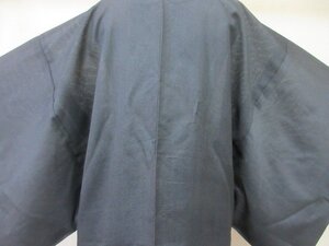 1円 良品 正絹 長羽織 絽 夏物 和装 和服 アンティーク 黒 紋なし 無地 男性用 単衣 身丈92cm 裄65cm【夢職】★★★