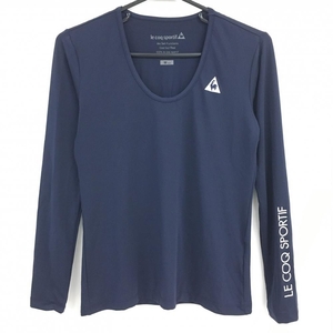 【超美品】ルコック インナーシャツ ネイビー Uネック 袖ロゴ レディース M ゴルフウェア le coq sportif