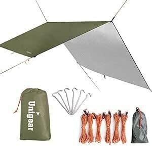 Unigear 防水タープ キャンプ タープ テント 軽量 日除け 高耐水加工 紫外線カット 遮熱 サンシェルター ポータブル 天