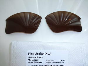 POLARIZED刻印入り！★オークリー フラックジャケット XLJ用 カスタム偏光レンズ BROWN COLOR Polarized 新品 Flak Jacket XLJ　