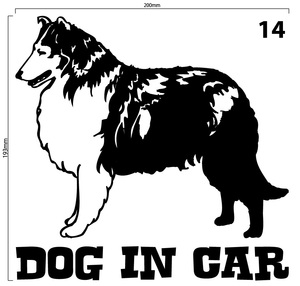 自作カッティングステッカー DOG IN CAR / ドッグインカー パターン 14 193×200mm ネコポス対応可 ステッカー 商品同梱可 新品[S-211]