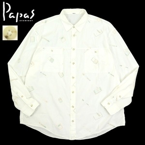 【B2677】【タバコ柄】【ビッグサイズLL】Papas パパス 長袖シャツ シガー柄 