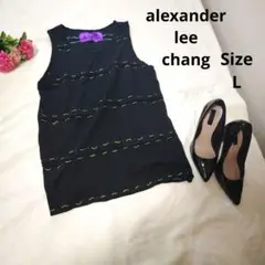 【オシャレ☆alexander lee chang】黒　青　タンクトップ　L