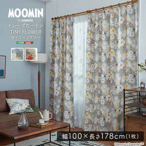 MOOMIN/ムーミン　ドレープカーテン　100×178cm×1枚 TINY FLOWER　タイニーフラワー グレー