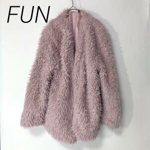 ks13 FUN ファージャケット ファーコート くすみピンク ふわふわ