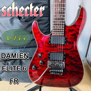 schecter DAMIEN elite6 FR レフティ Diamond シェクター 純正ソフトケース付き エリート 6弦 レッド 左利き用 送料無料 ダミエン