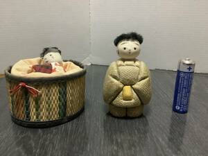 昭和レトロ癒しのかわいい木目込み人形、スヤスヤ幼児の布と葦人形、貴族、癒される幼児の人形、古民具、玩具