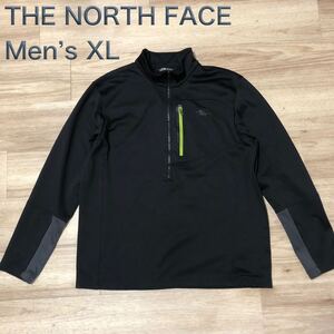 【送料無料】THE NORTH FACE裏起毛ジャージ生地ハーフジップ長袖シャツ黒メンズXLサイズ　ザノースフェイス長袖TシャツロンTトレーナー