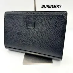 極美品✨BURBERRY クラッチバッグ　オールレザー　ブラック