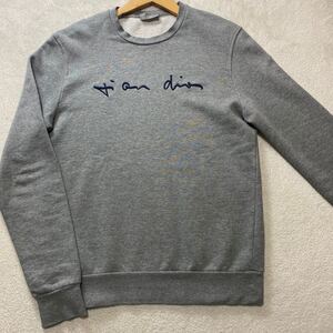 【極美品・現行タグ】 DIOR HOMME ディオール メンズ クルーネック スウェット トレーナー シグネチャー ロゴ 刺繍 グレー Mサイズ相当