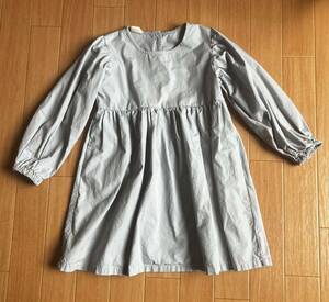 韓国子供服　ギャザーワンピース　110程度　中古　ハンドメイド風　水色　着画あり