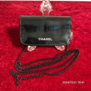 CHANEL シャネル CCマーク ルージュアリュール エナメル ブラックカラー チェーン付 ミニ ポーチ 小物