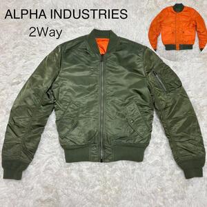 1円　【ALPHA INDUSTRIES　アルファインダストリーズ】2way リバーシブル　MA1 フライトジャケット　ブルゾン　カーキ　オレンジ　M