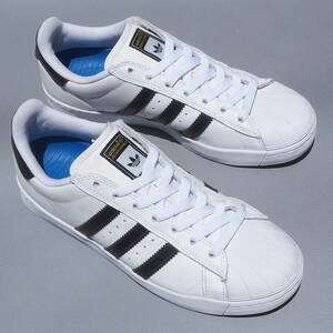 美品!! US 7 /25cm USA限定 16年製 adidas スーパースター SS VULC skateboarding 白ｘ黒 金ベロ