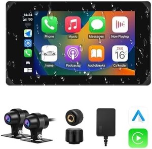 【新品送料無料】Motocam バイクドライブレコーダー スマートモニター Carplay/Android Auto対応 前後カ