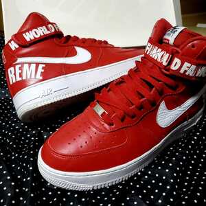 追記【即決■最終価格】Supreme Nike Air Force 1 High シュプリーム ナイキ エアフォース1 ハイ 赤 レッド US9.5 中古 黄ばみあり 正規品 