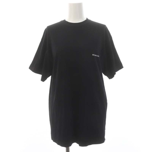 バレンシアガ BALENCIAGA ロゴプリントショートスリーブTシャツ カットソー 半袖 M 黒 ブラック 白 ホワイト 613969 /DO ■OS ■SH レディ