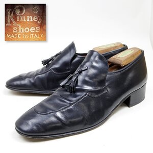 11D表記 29cm相当 Kinney Shoes ITALY製 イタリア キルト スリッポン Uチップ VINTAGE レザー NAVY ネイビー 革靴 レザー /24.1.17/U9957