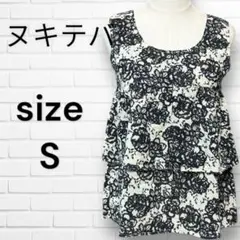 ヌキテパ　【美品】　ブラウス　ノースリーブ Sサイズ　花柄　コットン100%