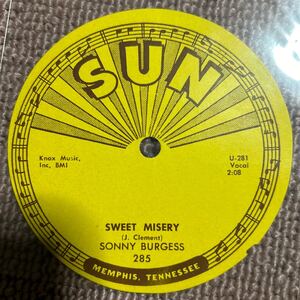 【100未使用ラベル】Sonny Burgess・Sweet misery・未使用ラベル・本物・盤ナシ・一枚・Sun285・ロカビリー