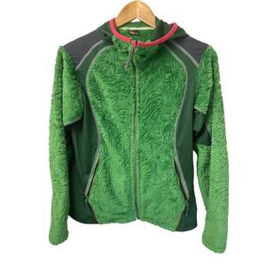 Rare SALEWA All-Over Pattern Zip-Up Pile Hoodie, Green, Size M