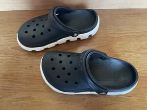 クロックス crocs サンダル　 ブラック/ホワイト 22㎝　US W6 美品　正規品