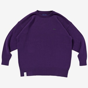 美品 19AW DESCENDANT JEU COTTON KNIT Mサイズ コットン ニット セーター Purple パープル 192MADS-KNM01 ディセンダント