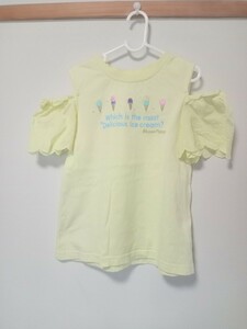 mezzo piano junior(メゾピアノ ジュニア)アイス レース 肩開き Tシャツ 140