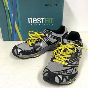 ♪ TrekSta トレクスタ NEST Sync トレッキングシューズ メンズ 25.0cm 929 GY/YW グレー/イエロー EBK521 スニーカー