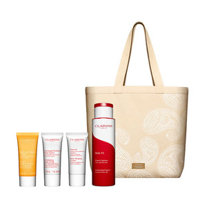 ●新品 未使用 クラランス CLARINS ボディ キット トートバッグ キャンバス 肩掛け可能 大きめ 百貨店 匿名発送]