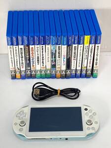 ◆SONY ソニー PlayStation Vita PCH-2000 ライトブルー ◆ゲーム17本付◆-060