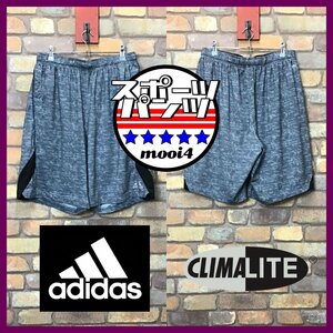 SP1-189★状態良好!!★速乾・伸縮★灰×黒【adidas アディダス】CLIMALITE ハーフパンツ【メンズ L】サッカー ランニング ジム スポーツ