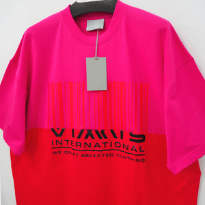 新品 定価72600円 ヴェトモン VTMNTS 切替 international Tシャツ ピンク 赤 レッド 黒 メンズ XL 2XL サイズ VETEMENTS 正規品 本物 23ss