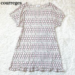 courreges クレージュ ワンピース 総柄 ロゴ 38 M レディース C72423-53