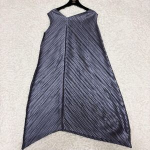 希少/美品●プリーツプリーズ 変形 ロングワンピース 斜めプリーツ L 03 近年モデル マキシ PLEATS PLEASE ISSEY MIYAKE イッセイミヤケ 紫