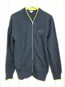 ケンゾー/KENZO：TIGER CREST ZIPPED CARDIGAN タイガー クレスト ジップ カーディガン ワッペン グレー サイズL メンズ 中古/USED